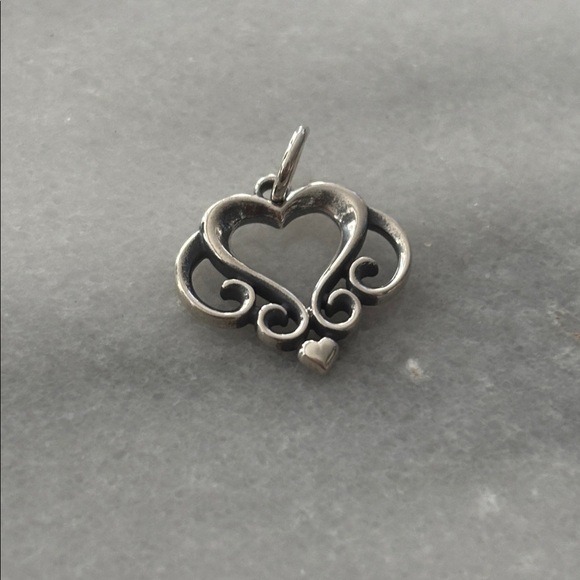 James Avery Jewelry - James Avery Retired Silver Ornate Open Heart Charm! New! With dust bag!